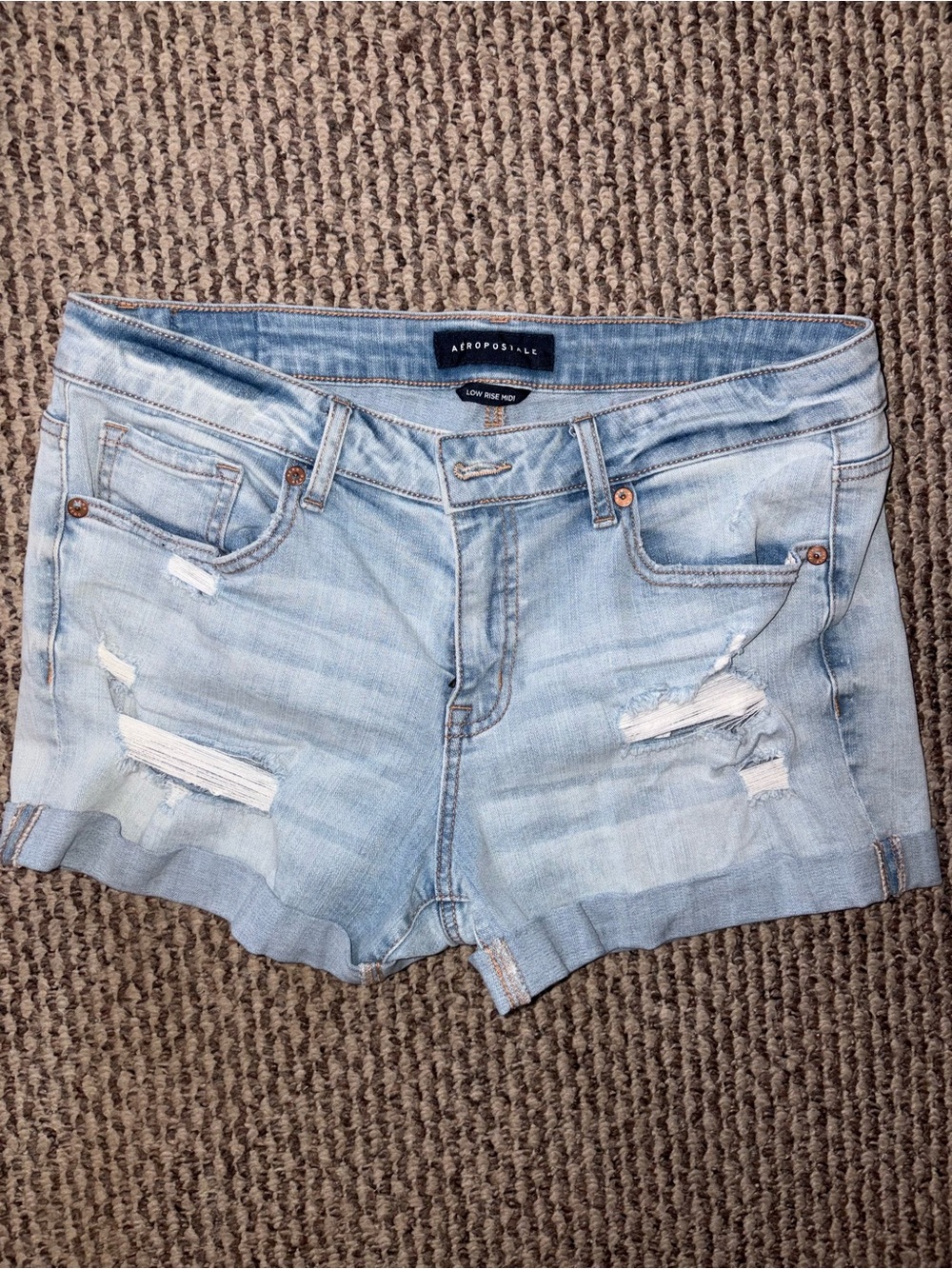 Aeropostale Light Wash Distressed Denim Jean Shorts